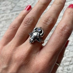 Taurus Moonstone Sterling Silver Ring 5.75